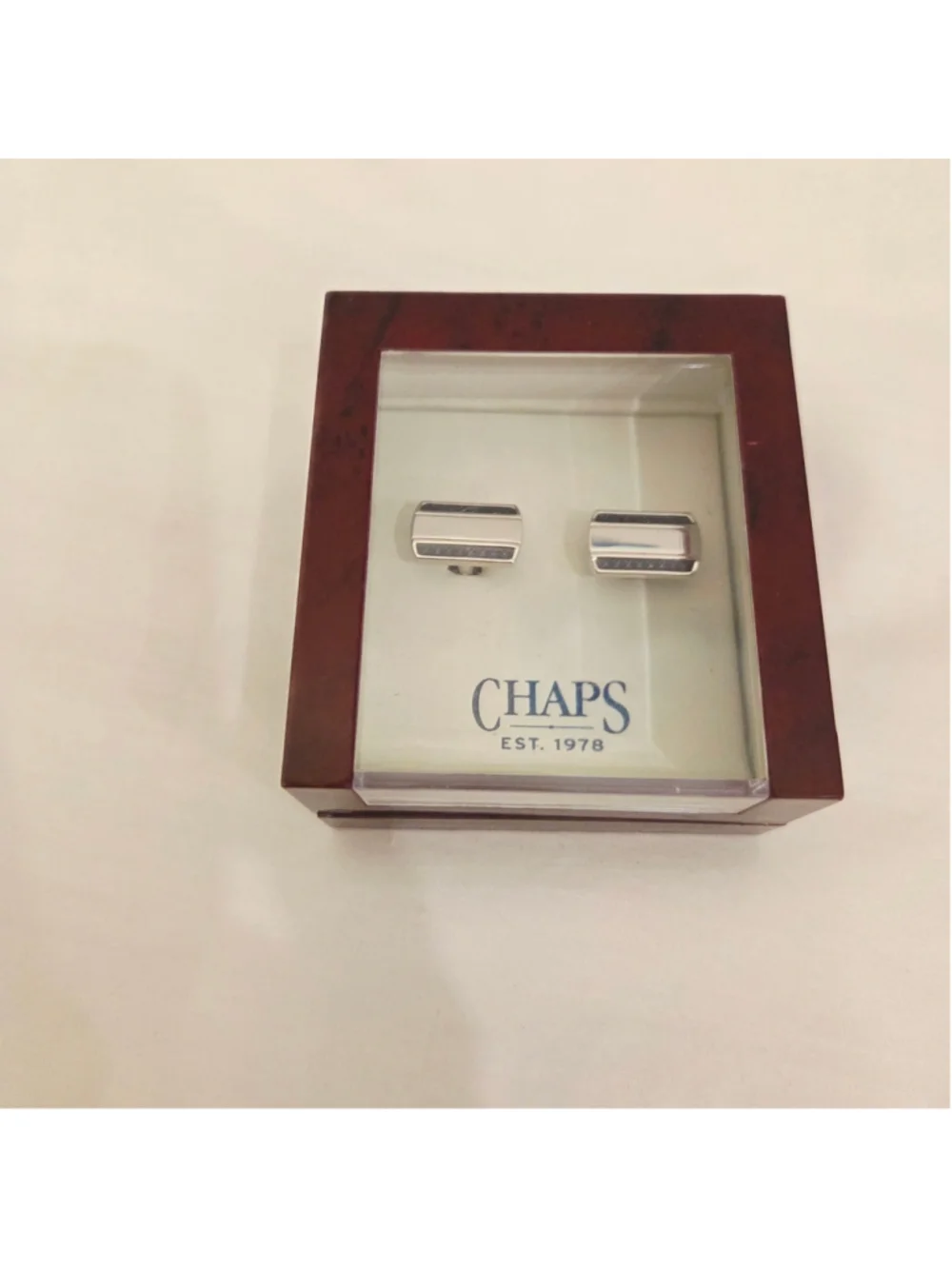 Men's Chaps Cuff Links Silver and Black